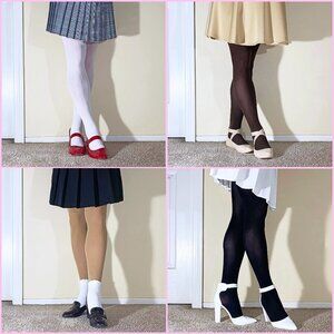 4 NEW "PARALINDA" S/M OPAQUE TIGHTS - 1 WHITE, 1 BROWN, 1 NUDE, & 1 BLACK